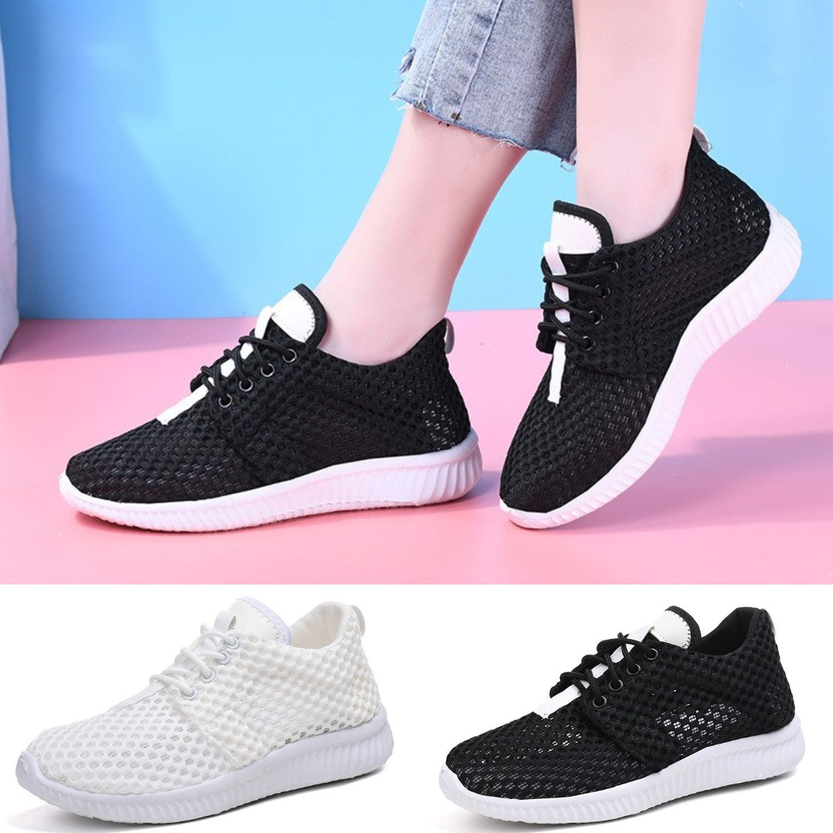 👟【Nowy produkt ze zniżką】✨【35~41】Nowe letnie oddychające damskie buty sportowe z siateczki, wygodne buty 