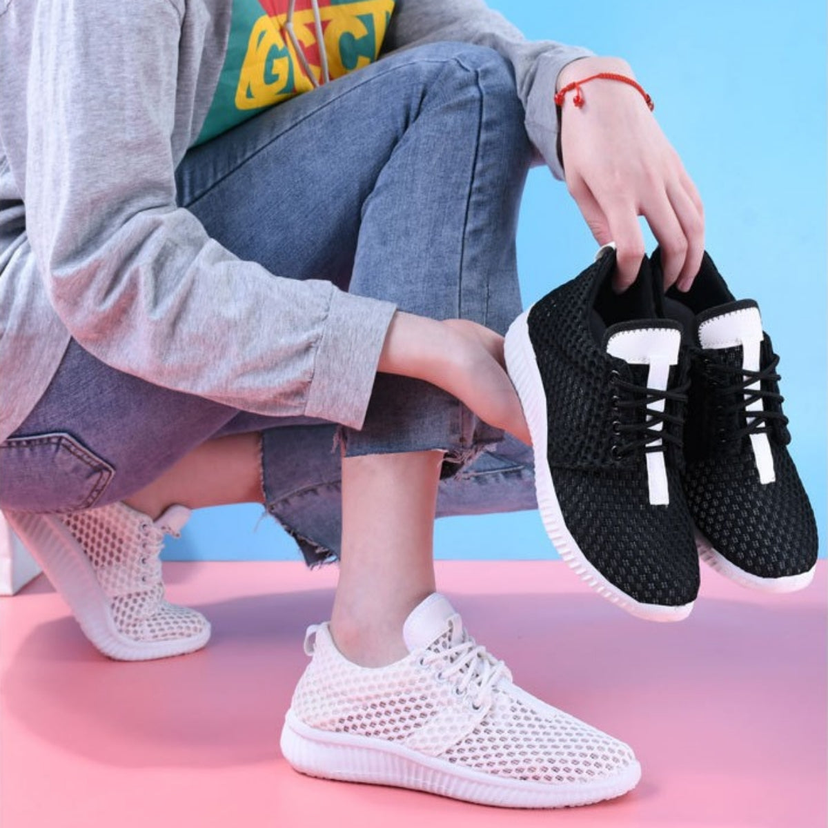 👟【Nowy produkt ze zniżką】✨【35~41】Nowe letnie oddychające damskie buty sportowe z siateczki, wygodne buty 
